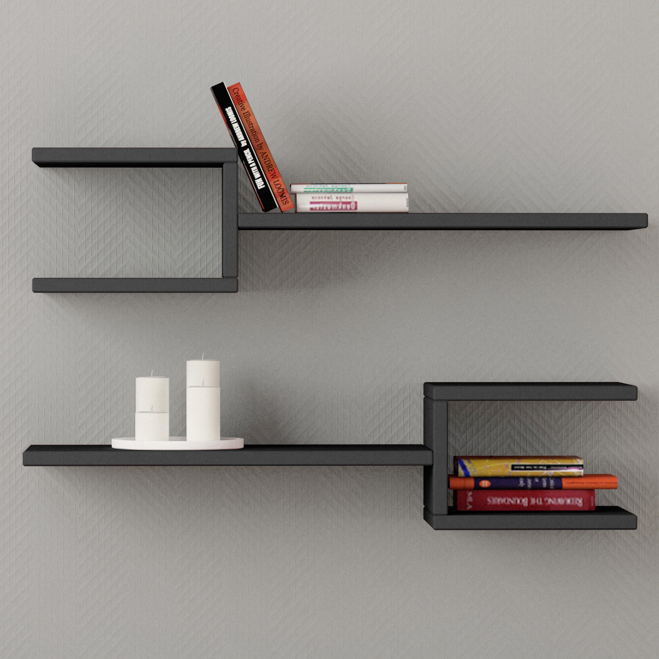 Modern Grey Wall Shelves